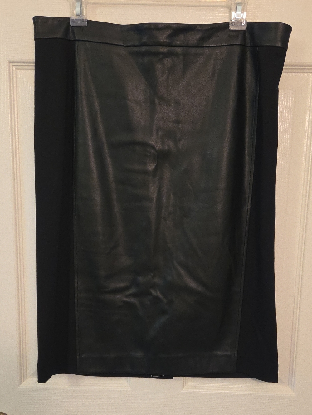 PNWT Ann Taylor Factory Black Faux Leather Panel Pencil Skirt Size 12